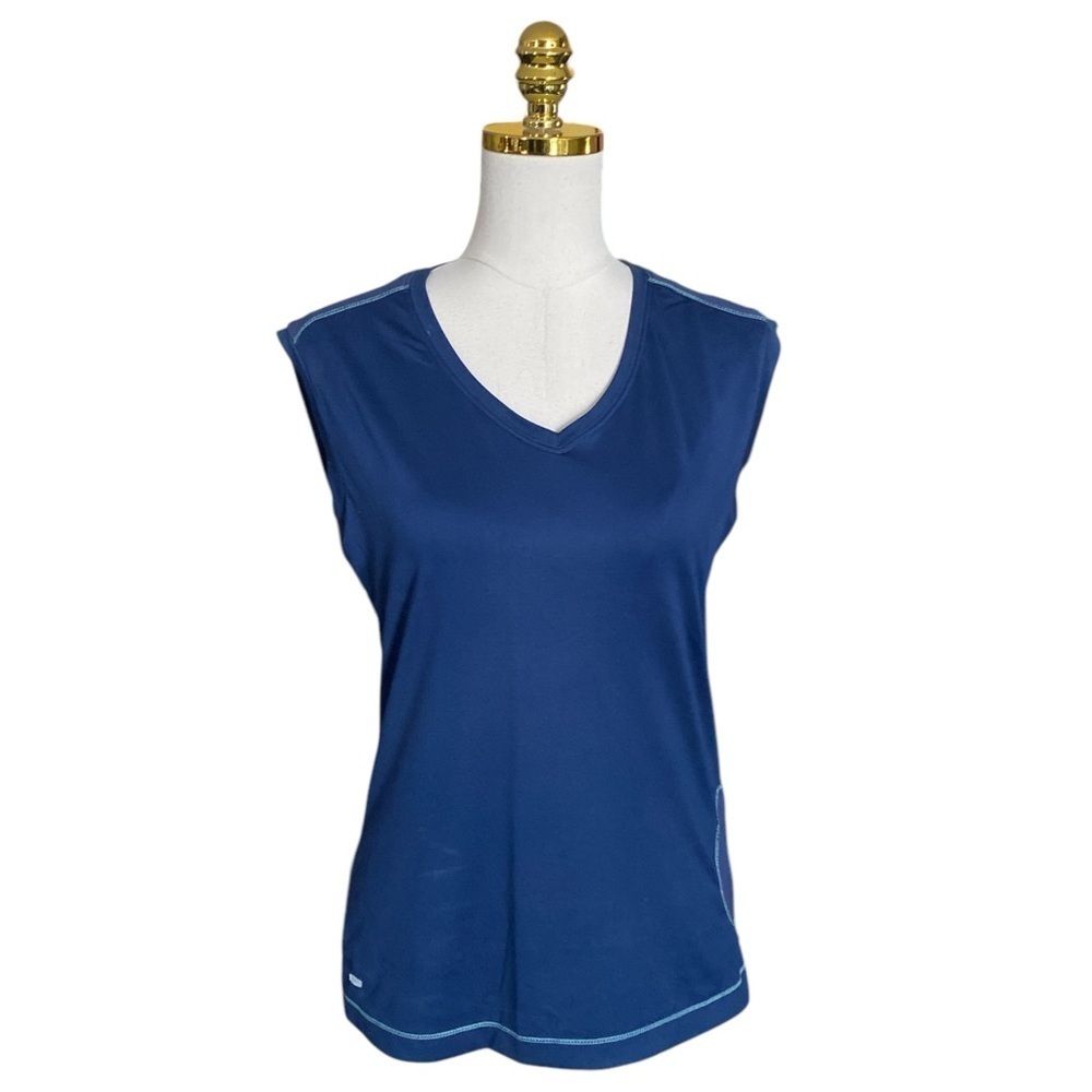 ALO Yoga Coolfit Navy Athletic Workout Women's Short-Sleeved Shirt Tank Size L